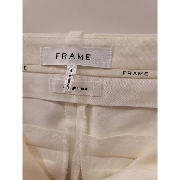 Frame Le High Flare Stretch Cotton Trouser White Pants - Picture 6 of 8